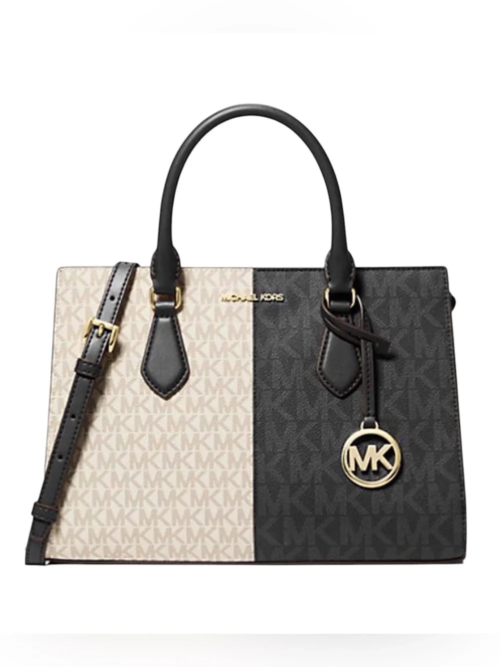 Michael Kors Sheila Medium Two-Tone Signature Logo Satchel NWT